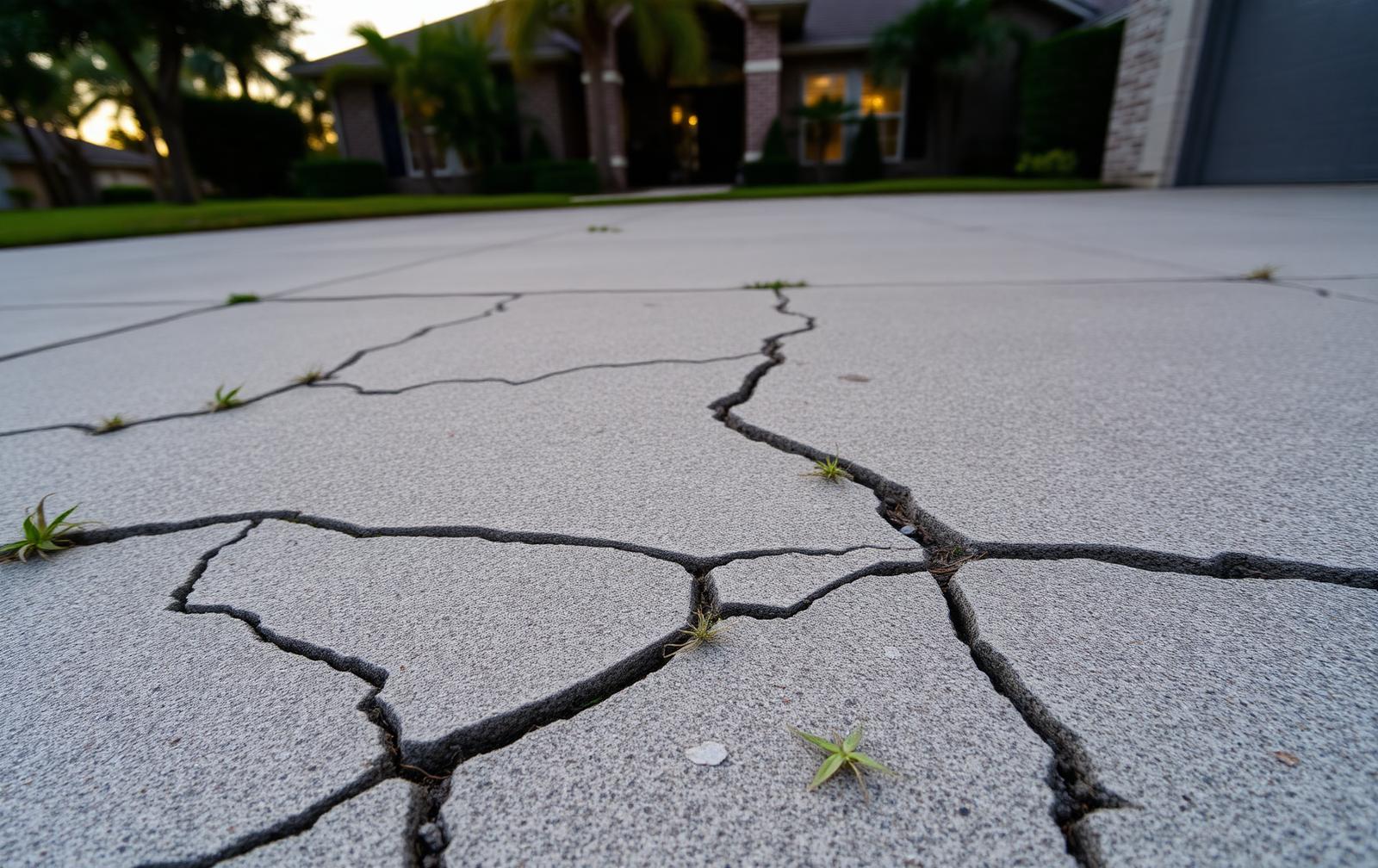 Cracked driveway → new pour before